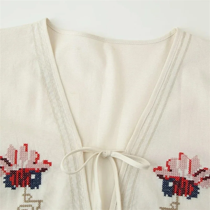 Novedad de verano, falda Midi acampanada con bordado de flores para mujer, diseño holgado, longitud media, bohemio, romántico, fiesta en el jardín, Brunch, fecha en la playa