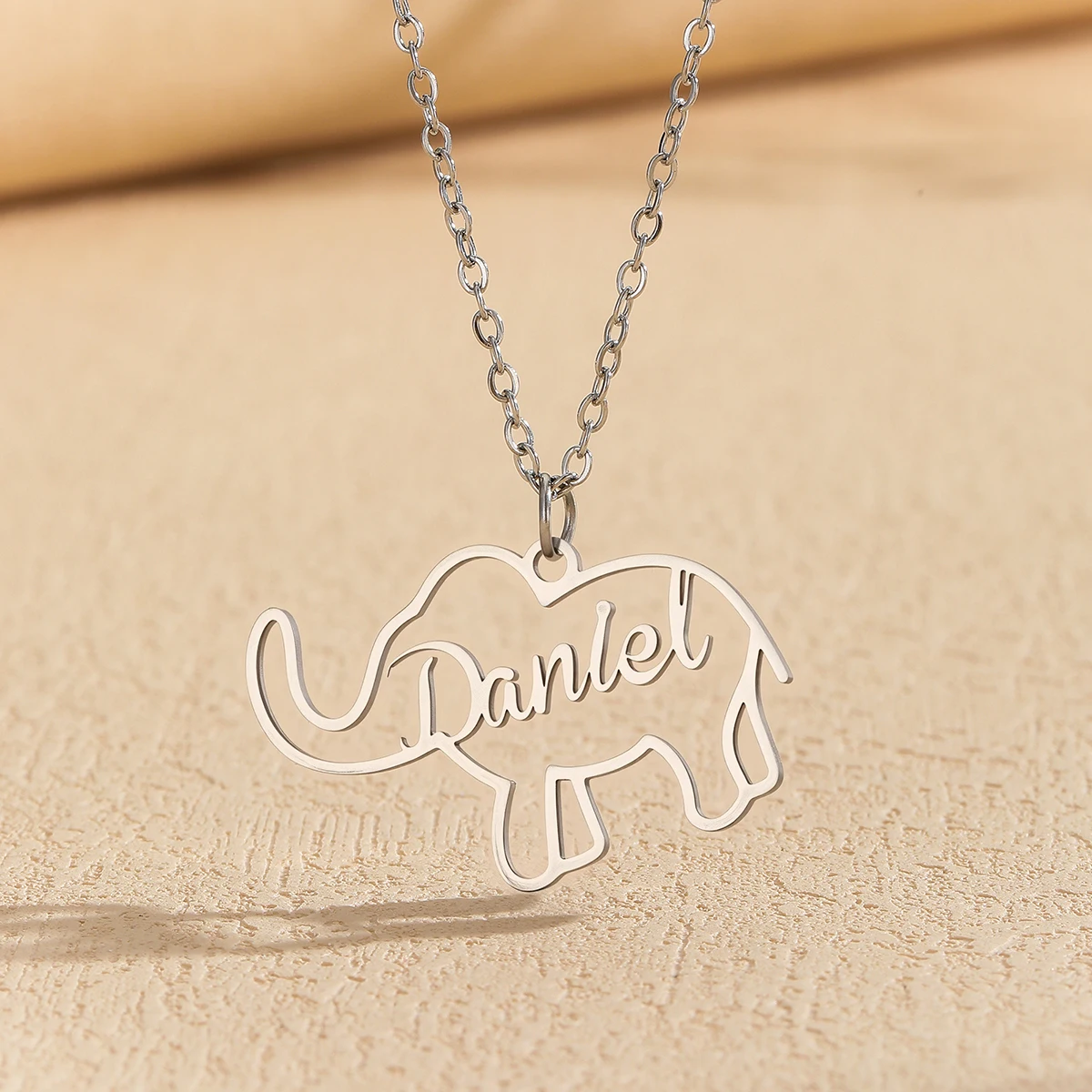 Custom Baby Elephant Name Necklace Women Children Jewelry Stainless Steel Personalized Silver Color Cute Elephant Necklace Kids