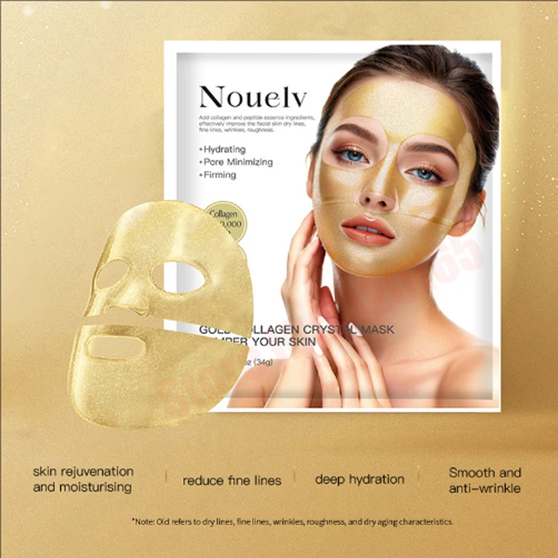 Soluble 24K Gold Collagen Sheet Mask Collagen Real Deep Mask Moisturizing Remove Cuticle Wash Free With Skin Care Products