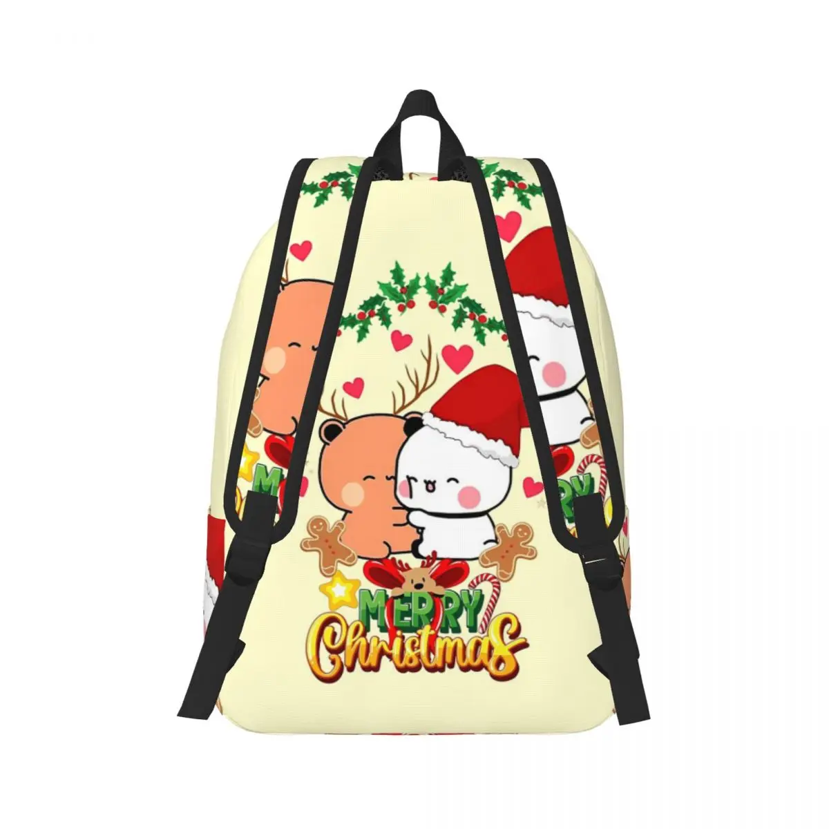 Merry Christmas Bubu Dudu Panda And Brownie Bear Backpack Daypack Large Capacity BookBag School Bag Shoulder Bags for Men Women