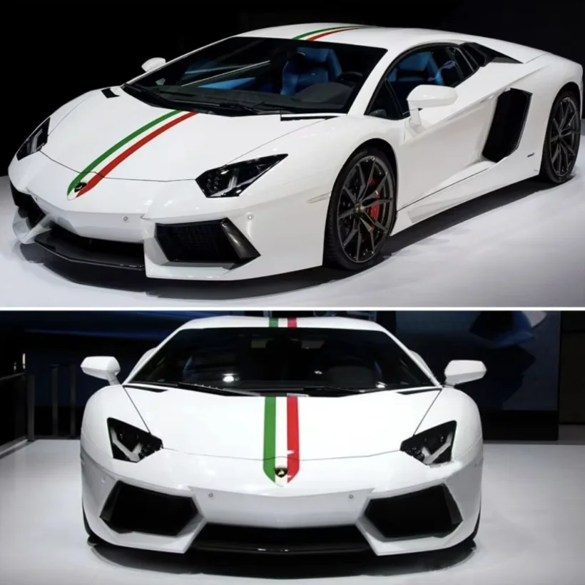 

Спортивный Стайлинг Капот Крыша двигателя Хвост Виниловая задняя наклейка Капот Италия Флаг Полоса Наклейка для Lamborghini Aventador LP750