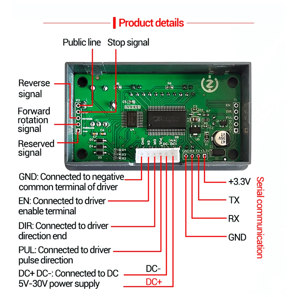 Step Motor Controller TTL Serial Port 42 57 Motor Controller DC 5-30V ZK-SMC01 Positive Reverse Angle Pulse Speed Control Module