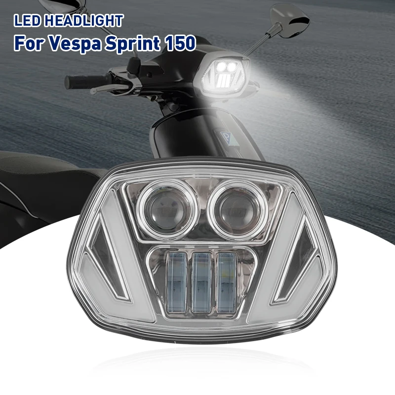 

YongJin Chrome motorcycle headlight front lamp with Hi Lo beam and turn signal light for Vespa Sprint 150 GL / Super GTR