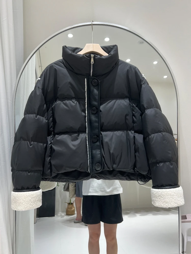 سترة نسائية بتصميم ربط من فراء الخروف باللون الأبيض سترة شتوية عصرية جديدة سميكة ودافئة اللون تحجب أسفل سترة