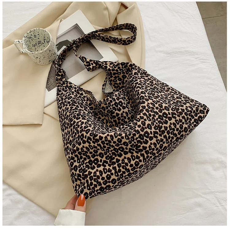 Bolsa tiracolo leopardo para mulheres, bolsa de grande capacidade, bolsa de ombro, compradora simples, moda buttom