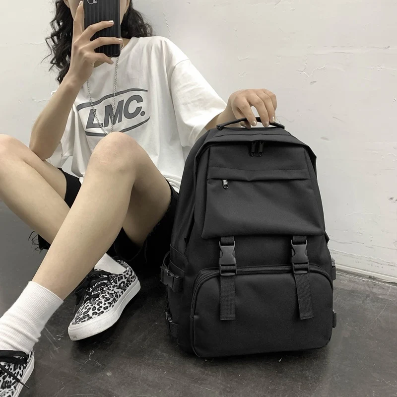 Simple Backpacks Large Capacity Travel Bag Solid Harajuku Student Schoolbag Backpack Women Man Bag Unisex High Street