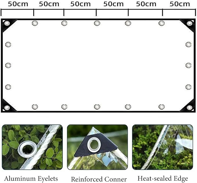 Durable PVC Transparent Zipper Tarpaulin, Waterproof, Windproof, and Tear-Resistant, Suitable for Greenhouses, Courtyards, Garde