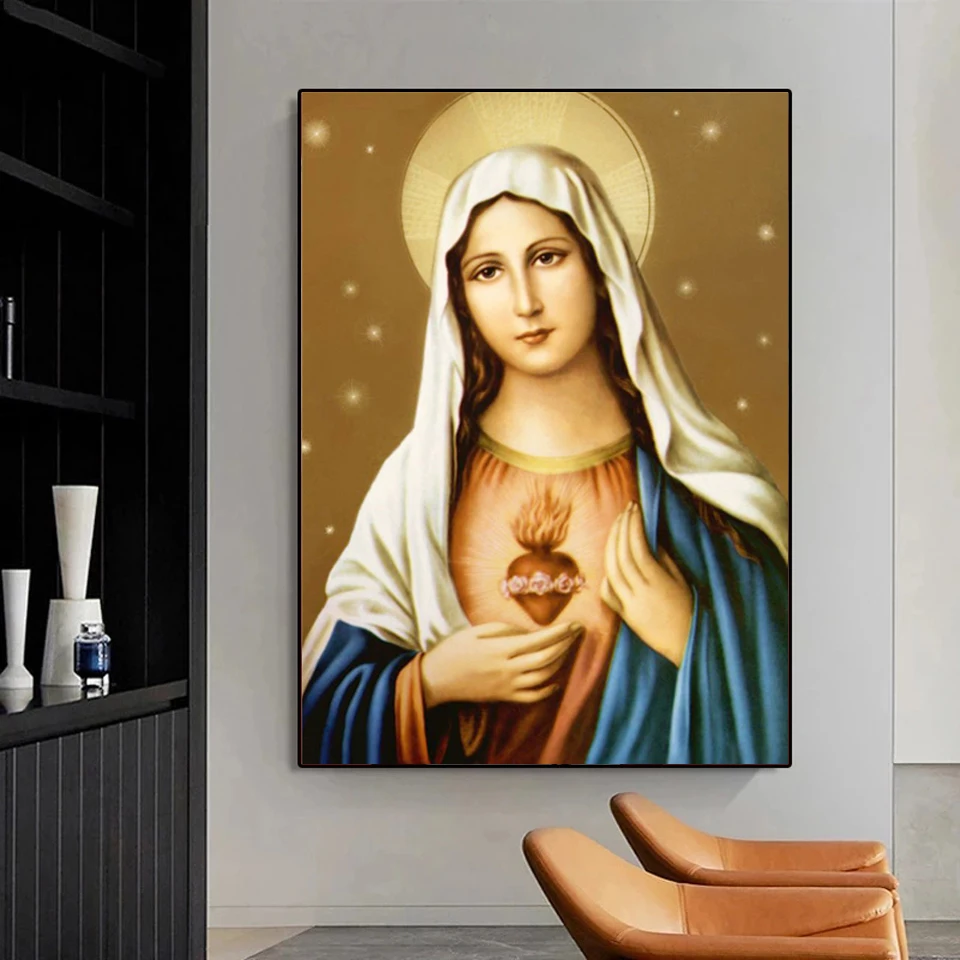 5D Diy Diamond Painting Virgin Mary Icon Embroidery Religion Full Square/round Mosaic Christian Cross Stitch Home Decor Art Gift