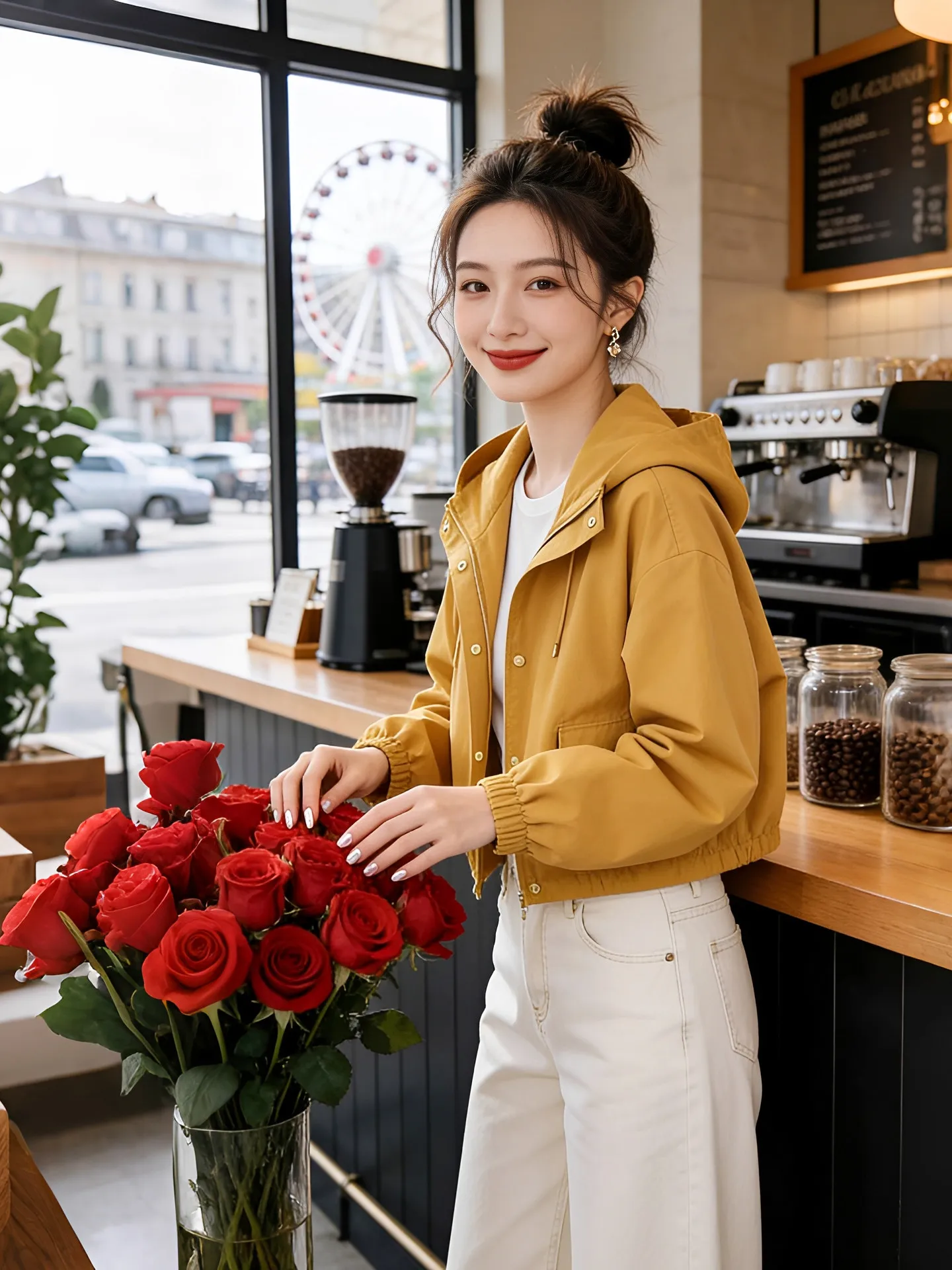 Fashionable Sweet Yellow Hooded Jacket Short Women's Style Spring Autumn New Arrival Ladies' Miniature Youthful Outerwear