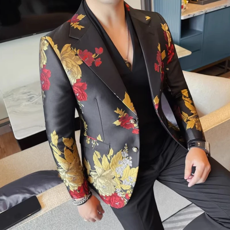 Heavy Industry Embroidery Wedding Dress Suit Jacket Men Casual Business Blazers Social Banquet Party Stage Performance Jackets