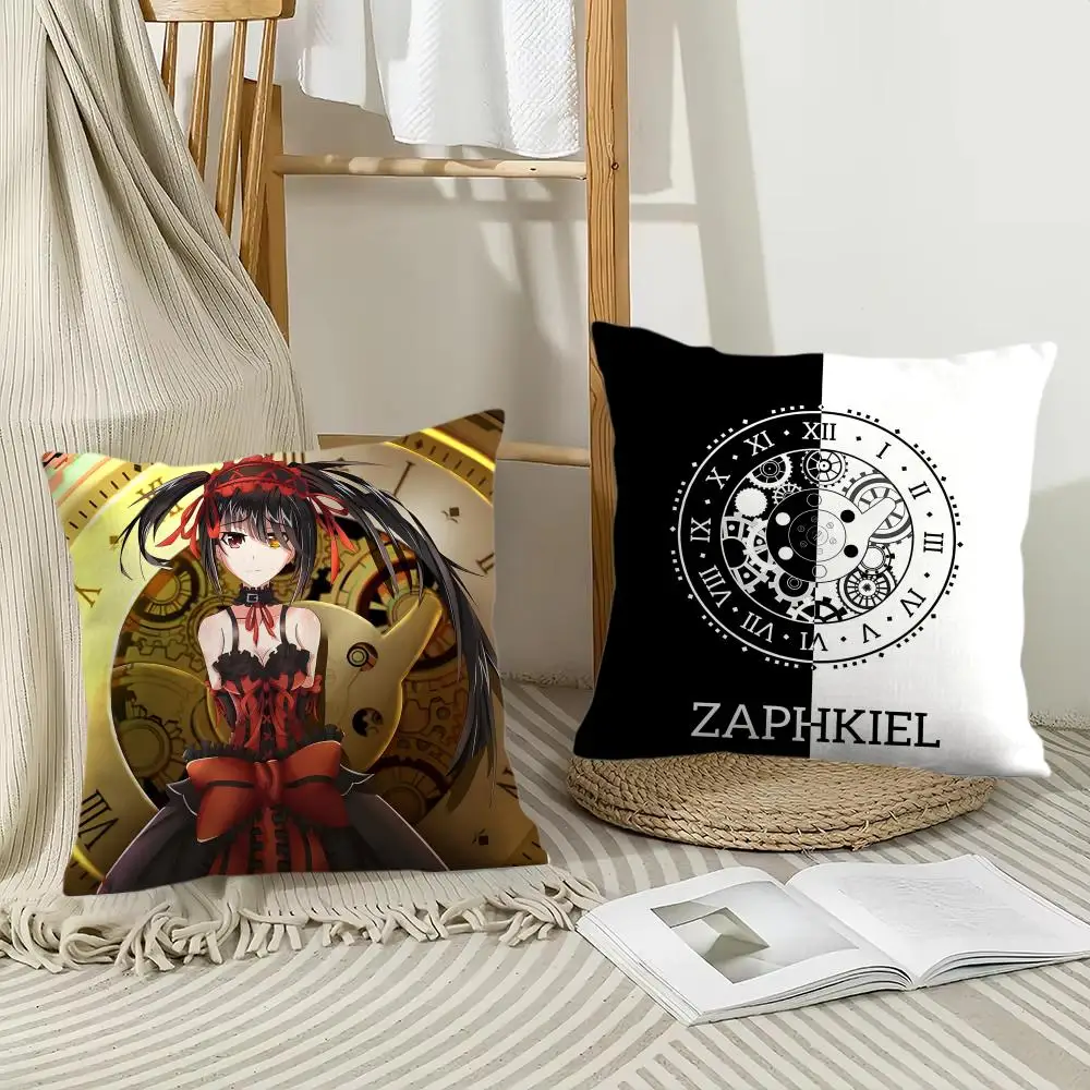 K-Kurumi Tokisaki Anime Cushion Cover Pillow Case Short Plush Print Cushion Cover Square Throw Pillow Covers Sofa Home Decor