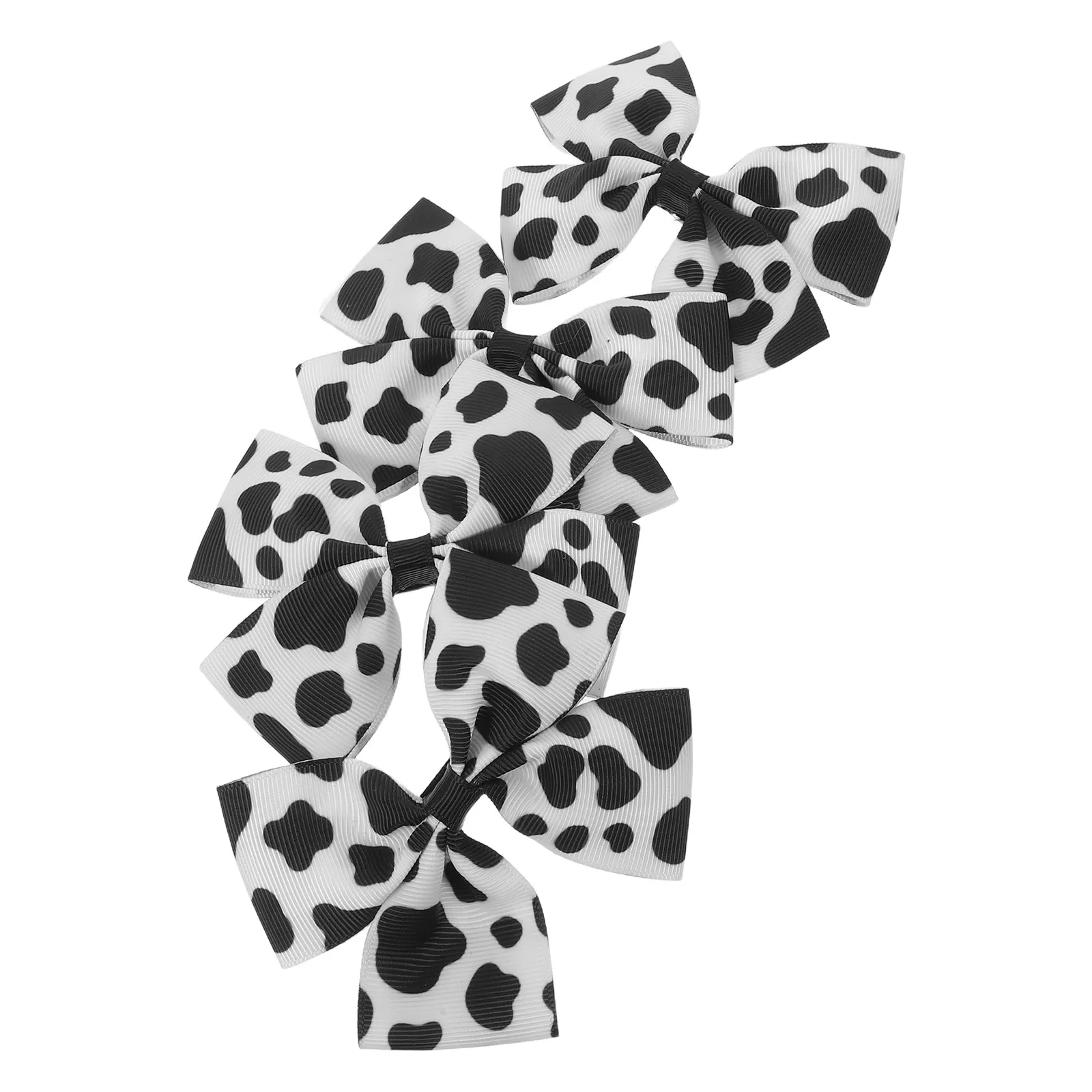 

4Pcs Cow Print Hair Bows Clips Black White Milk Cow Design Alligator Clip Barrettes for Birthday School
