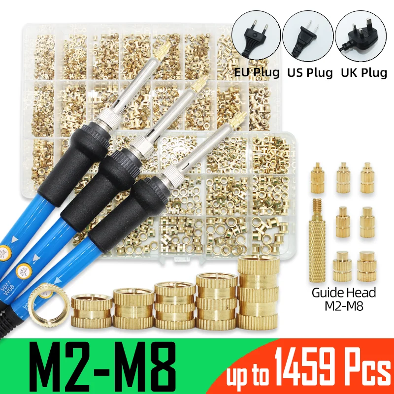 

Brass Insert Nut M2 M3 M4 M5 M6 3D Printer Plastic Threaded Heat Set Insert Soldering Iron Tip Copper Nut Embed Insertion Tool