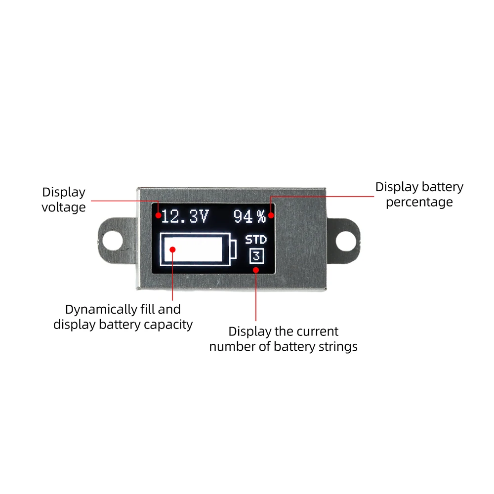 DC 0-30V Ultra-Dünnes Digitales Voltmeter & Batteriemessgerät 0,5-Zoll-OLED-Display Spannungstester 1-6S Einstellbarer Batterie-Ladestandsprüfer – Detail 13