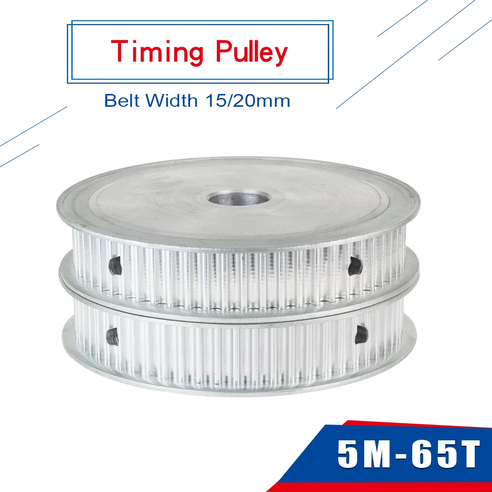 Toothed Pulley 5M-65T  Circular Arc Tooth Bore Size 8/10/12/14/15/16/17/19/20/22/25 mm Aluminum Pulley Wheel For 5M Rubber Belt