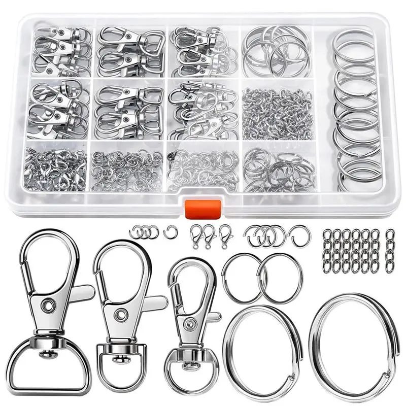 

265Pcs Metal Lobster Claw Clasp With Key Ring Kit For Crafts, Lanyard Clips Snap Hook, Swivel Clasps Clip Set-New