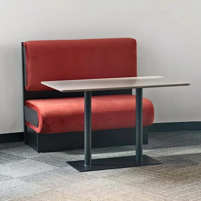 Light luxury wall straight couch, restaurant hotel Japanese material card seat, sofa, swan flannel backrest unilateral card seat