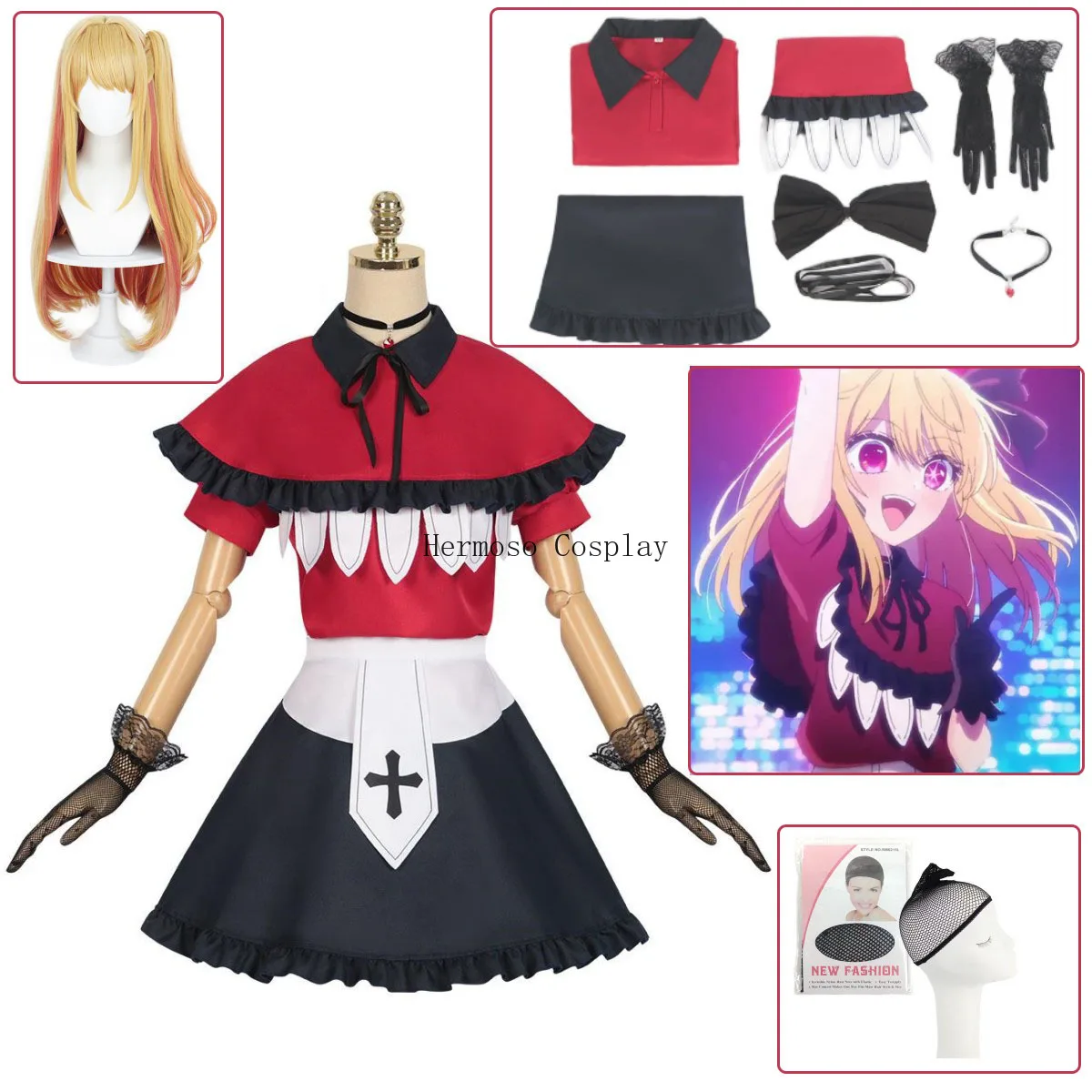 Costume de Cosplay Anime Okr No Ko adrenHosh37pour Femme, Perruque B-Komachi, Jupe de Scène Rouge, Uniforme Kana Arima, Costume d'Halloween