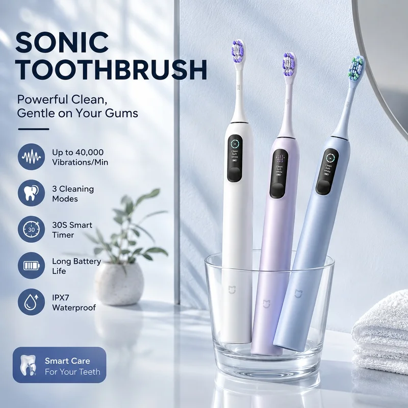 NEW 2026 Sonic Vibration Electric Toothbrush Pro Smart 4 Modes Long Battery Life IPX8 Waterproof LED Screen Gift Protect teeth
