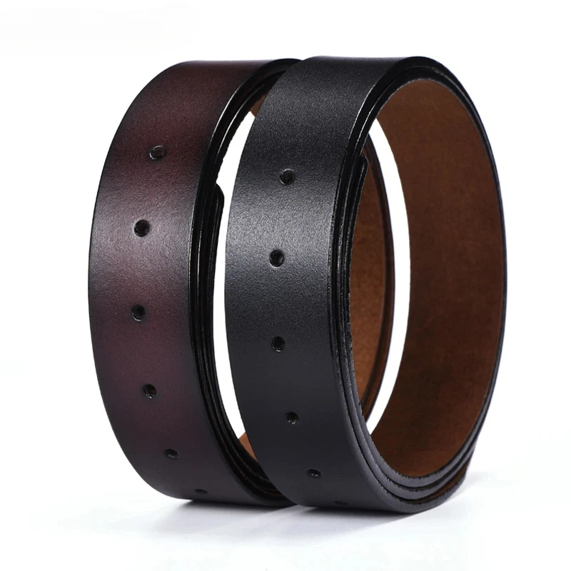 

100% Pure Cowhide Belt Strap 3.3CM/3.7CM No Buckle Genuine Leather Belts With Holes High Quality