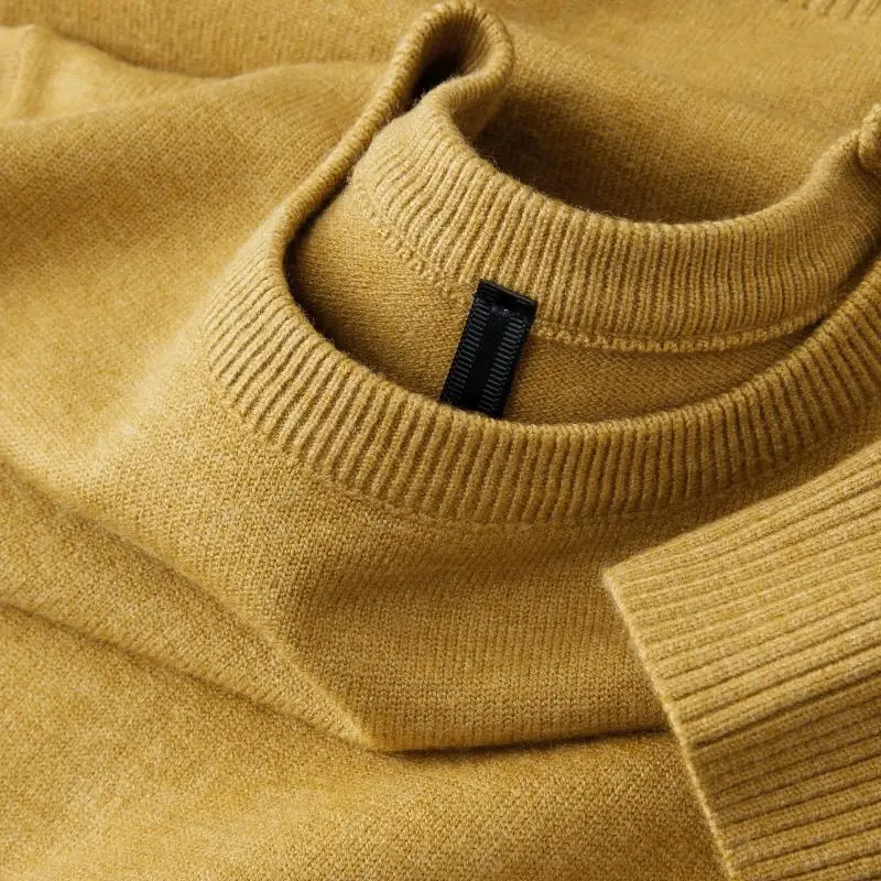 

Autumn Winter New Fashion Round Neck Long Sleeve Solid Bottoming Shirt Men's Clothing Casual All-match Simplicity Knitting Tops