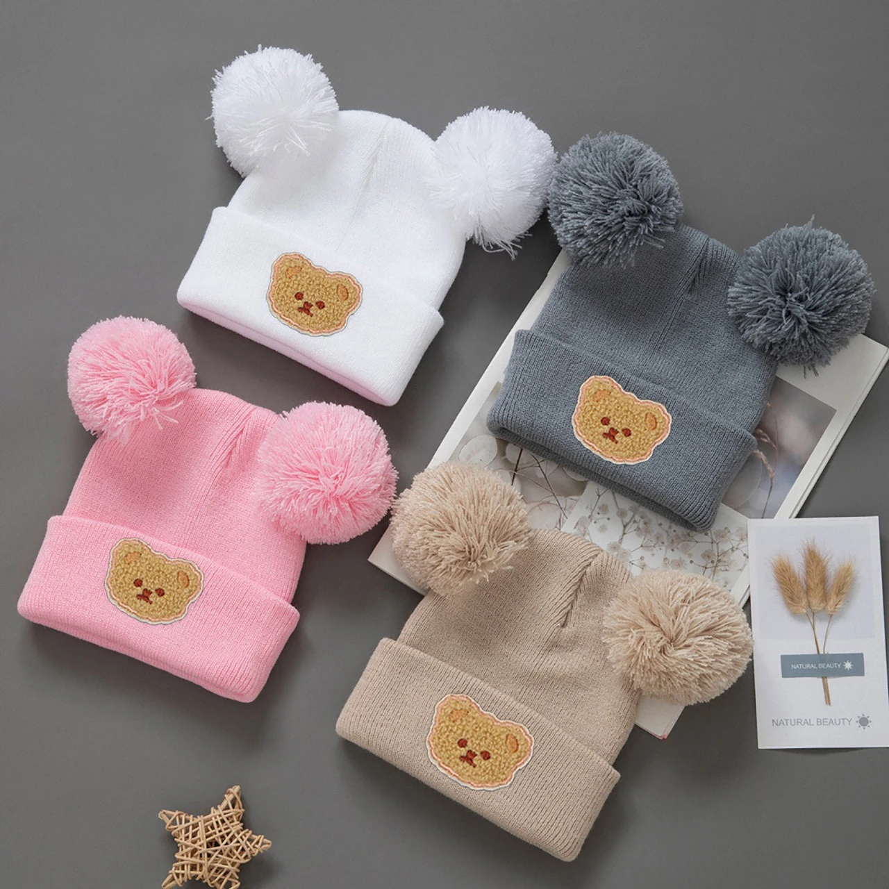 Double Pompom Beanies Winter W - Knit Beanie Hat Warm review and price