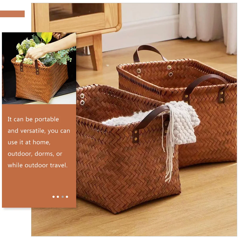 سلة تخزين سلة الغسيل منظم محمول كبير منسوج مع مقبض لتخزين غرفة النوم والحمام والحضانة متعدد الوظائف #2