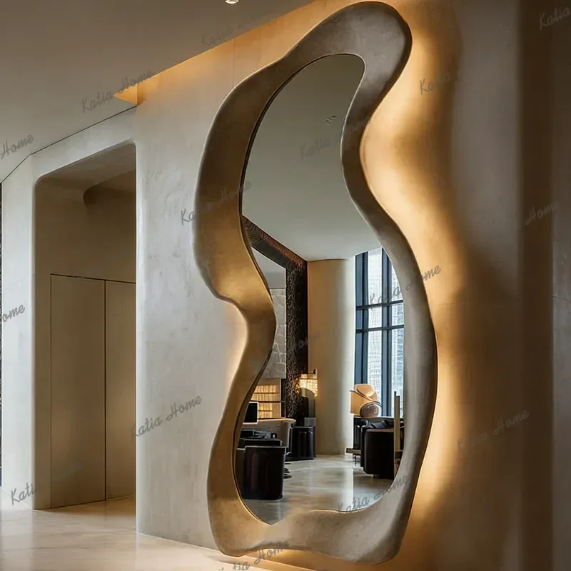 Irregular Funky Decorative Mirrors Full Body Standing Vanity Vintage Cosmetics Mirror Long Aesthetic Espelhos Home Products