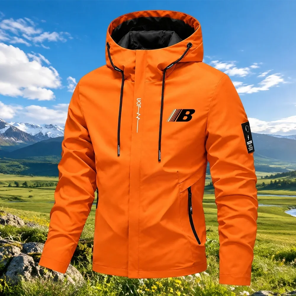 2026 Men's Waterproof Raincoat Hooded Lightweight Cycling Jacket Street Style Hiking Windproof Outdoor Leisure