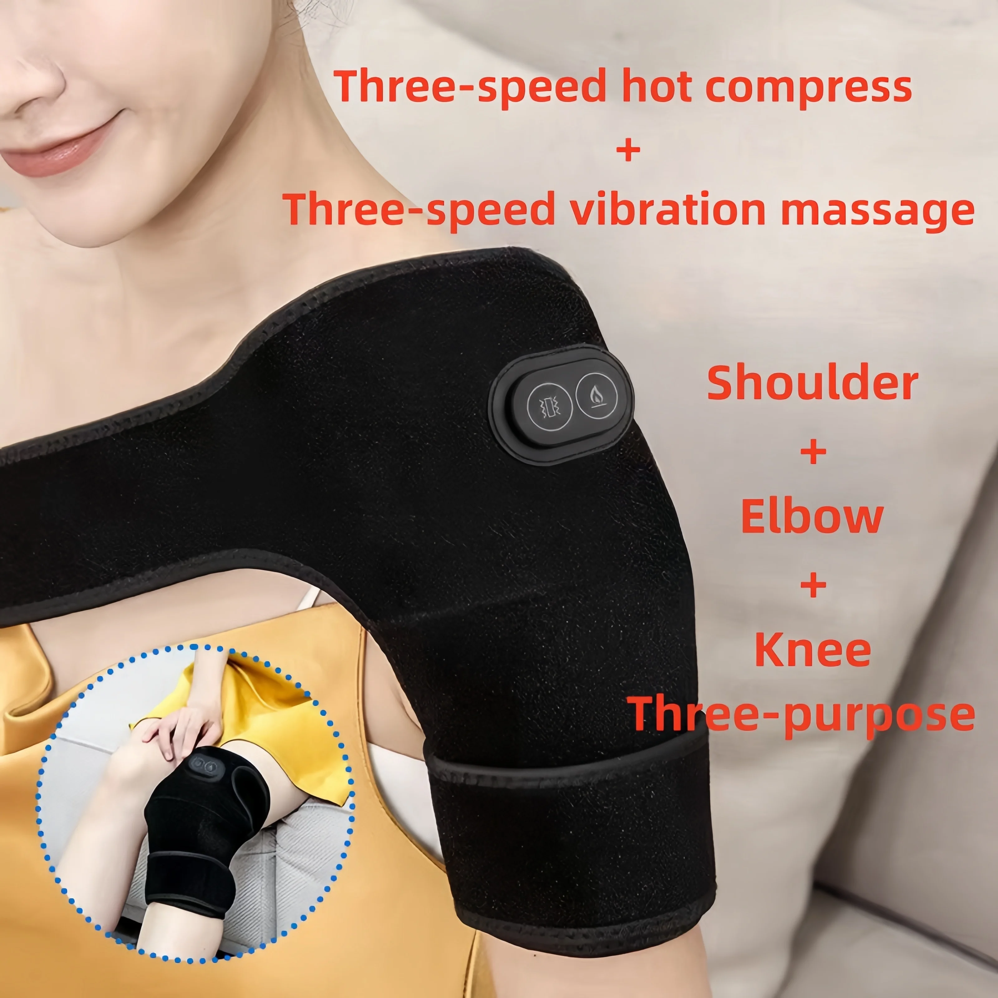 USB Powered Heated Vibrating Shoulder Massager Hot Compress Shoulder And Neck Cold Protective Equipment For Outdoor Sports