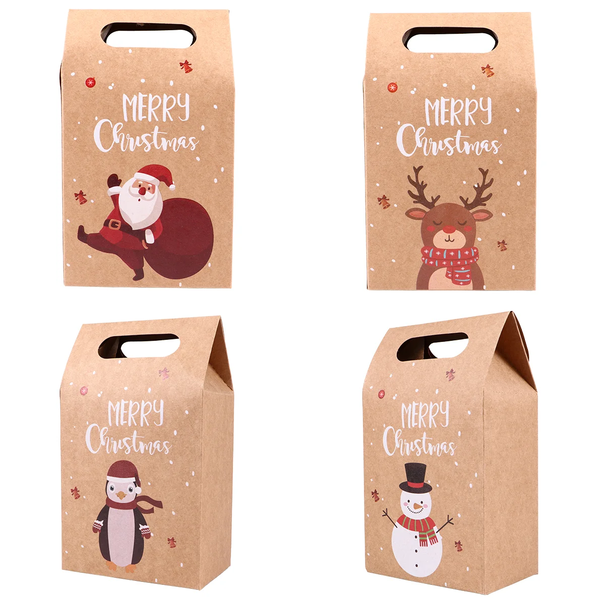 

24 Pcs Brown Paper Gift Bags Christmas Set Birthday for Presents Candy Xmas Cookie Kraft Cookies