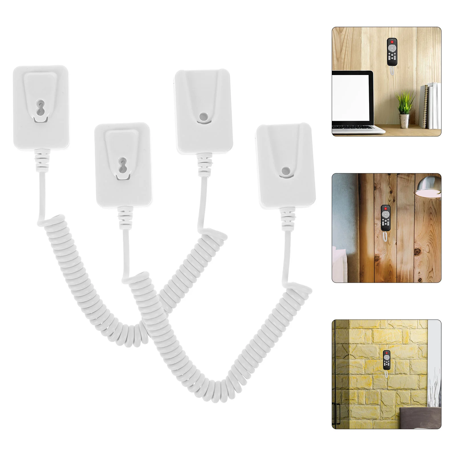 

2 Pcs Holder Universal Remote Control Anti-lost Rope Self-adhesive Hook Without Punching (square) Security Cable White Tether