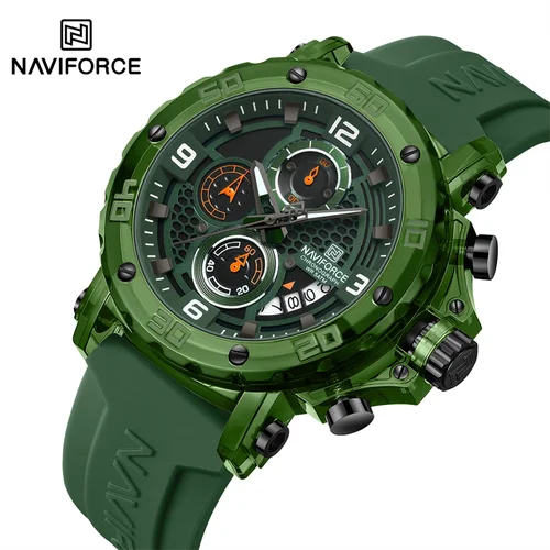 Imagen 1 del producto NAVIFORCE relojes de lujo para hombres 5ATM impermeable a prueba de golpes correa de silicona reloj de pulsera de cuarzo reloj deportivo masculino reloj Masculino
