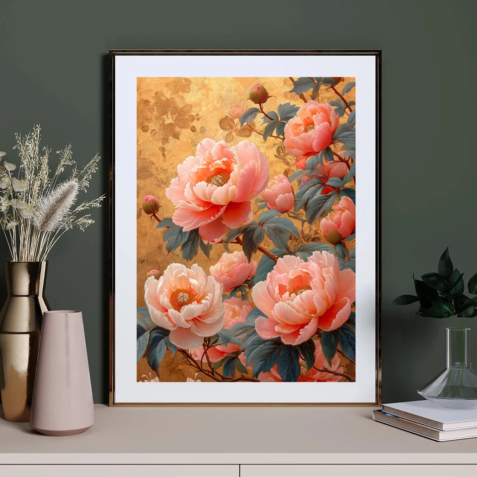 5D DIY Diamond Painting New 2024 Peony Flower Full Round Square Diamond Mosaic Jewelry Embroidery Rhinestone Home Decoration