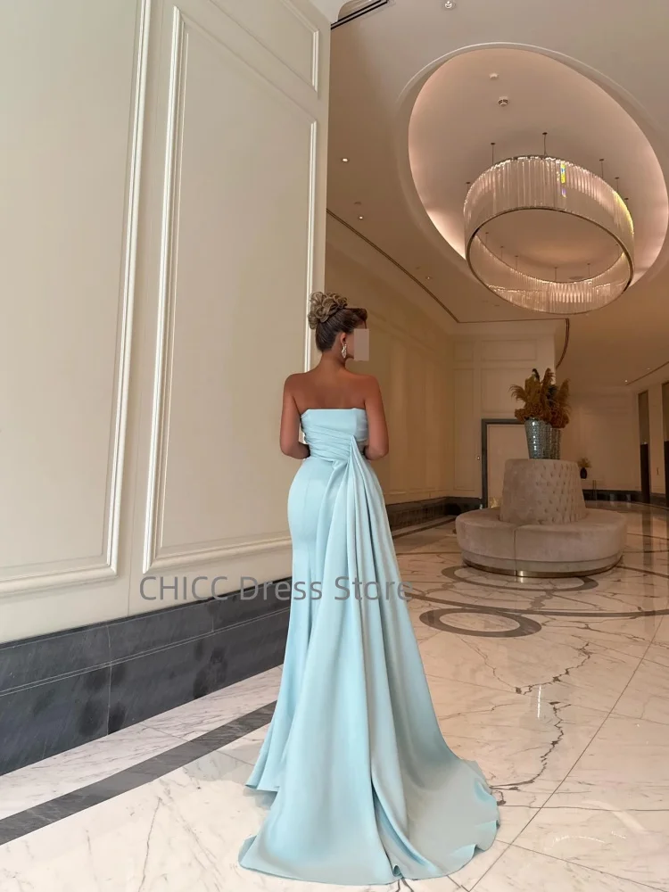 Abiti da sera blu cielo Abito da ballo a sirena senza spalline Occasioni formali Abito da cerimonia per invitati Abito da festa personalizzato فساتmavera