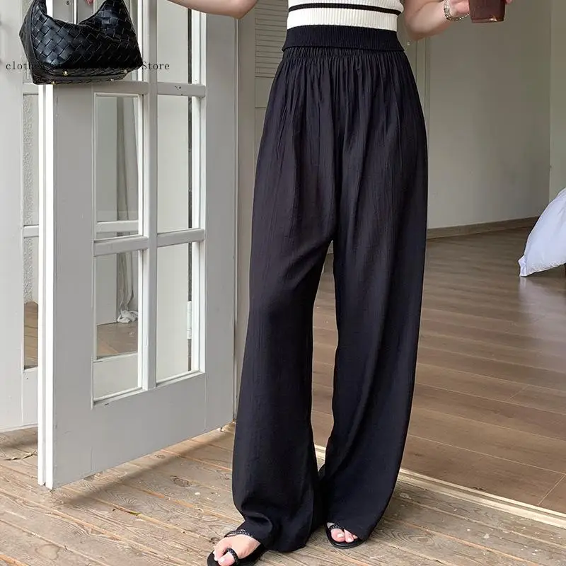 Spring and Summer Casual Pants for Women Lightweight Korean Version High Waisted Drooping Wide Leg Pants