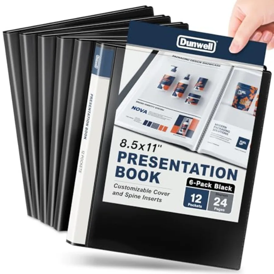 

Presentation Binder 12-Pocket, Displays 24 Pages, 8.5x11 Portfolio Binder with Plastic Sleeves, Storage and Organizer for Docum