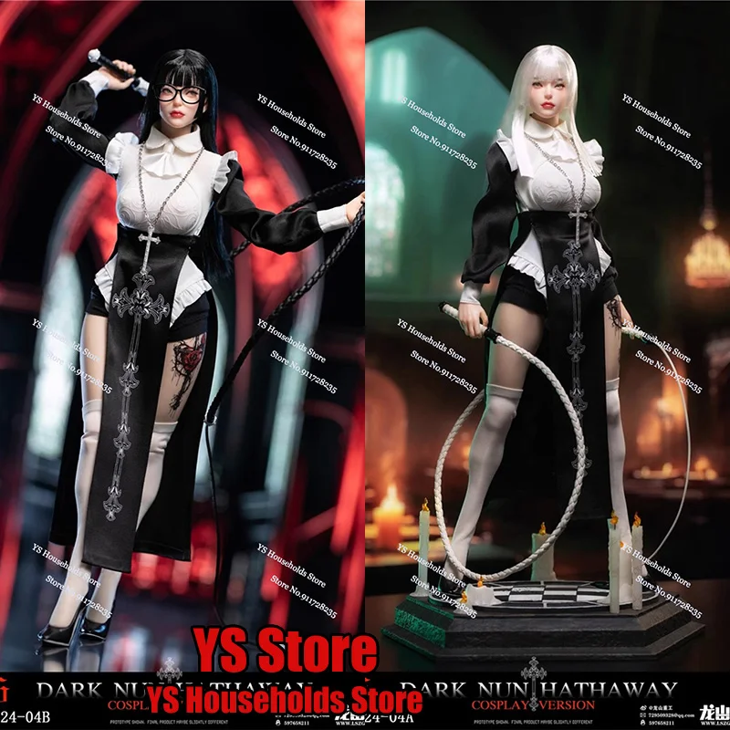 

LS2024-04 1/6 Темная монахиня Хэтэуэй, фигурка девушки для косплея, черно-белые прямые волосы, 12 дюймов, полный набор, нежная фигурка, модель, подарки