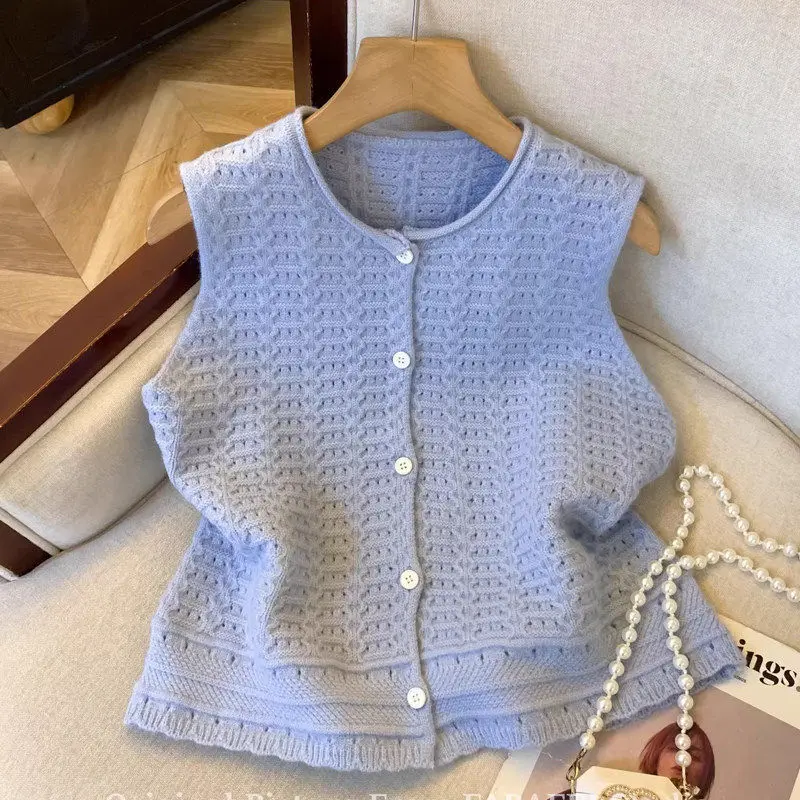 High Quality Autumn Knitted Cardigan Sweaters Vest Women Fashion O-neck Female Waistcoat Jackets Knit Tops Ladies Outerwear