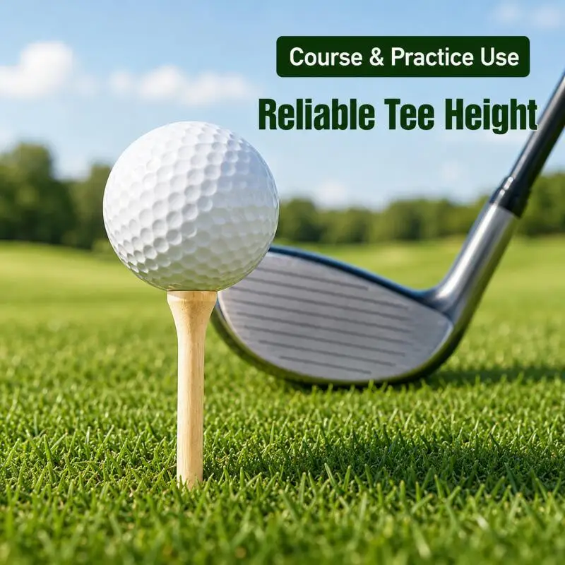50PCS Bamboo Golf Tees, Natural Wooden Golf Tees with 4 Sizes for Practice & Course Use