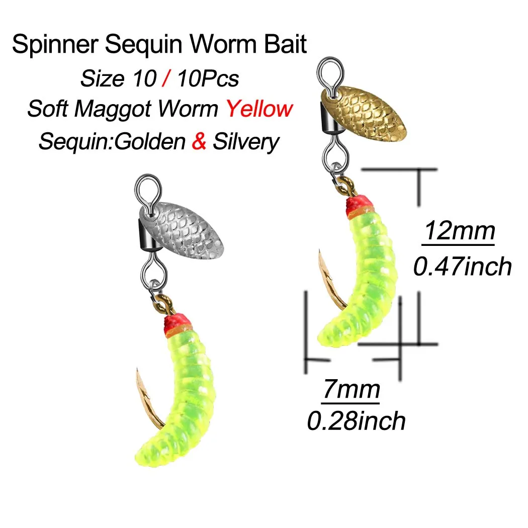 5 Stücke/10 Stücke Spinner Pailletten Wurm Köder Fliegen Angeln Köder Haken Für Forelle/Steelhead/Salmon/Bass