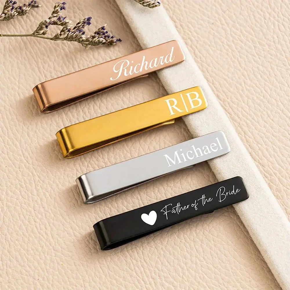 

Custom Name Tie Slide Stainless Steel Customized Text Tie Clip Necktie Accessories Father's Day Gift Personalized Name Tie Clip