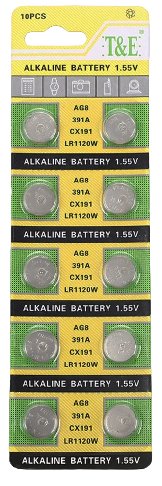 AG8 Alkaline Button Battery 1.55V LR1120 391 Watch Battery 10-200PCS Wholesale for Watch Toys Remote Control with Screwdriver