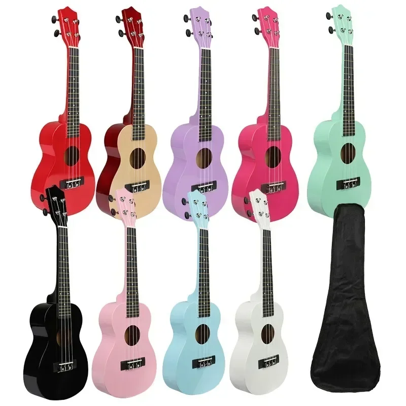 21 Inch Basswood Ukulele 4 Strings Small Acoustic Guitar Musical Instruments for Children Kids Beginners Playing Learning Toy