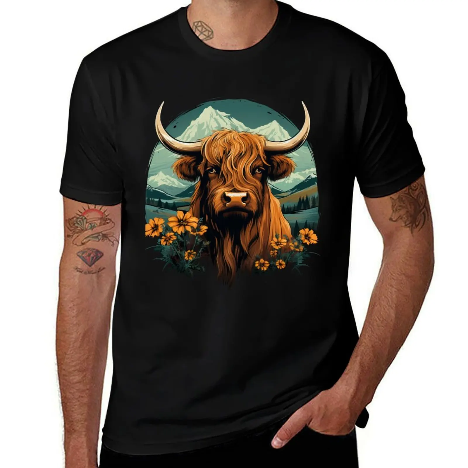 

Highland Cow in Nature T-Shirt designer shirts man clothes vintage t shirts t shirts for men graphic