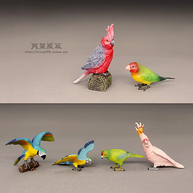 Cognitive Simulation Toy Wildlife Model Parakeet Macaw Action Figures Miniature Ornament Accessories Car Interior Desktop Toys