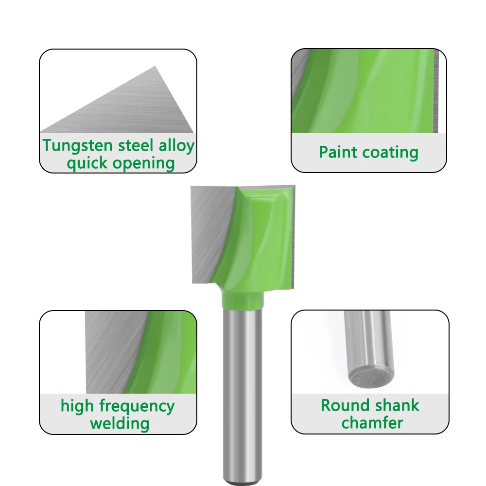 LAVIE 1/4 Shank Cleaning Bottom Bit Straight Router Bit Set Clean Milling Cutter Woodworking Power Machine