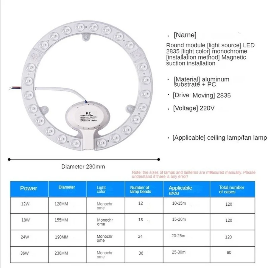 MunLii LED Ring PANEL Circle Light 12W 18W 24W 36W  72W Cold white  AC220V-240V Round Ceiling board the circular lamp board blub