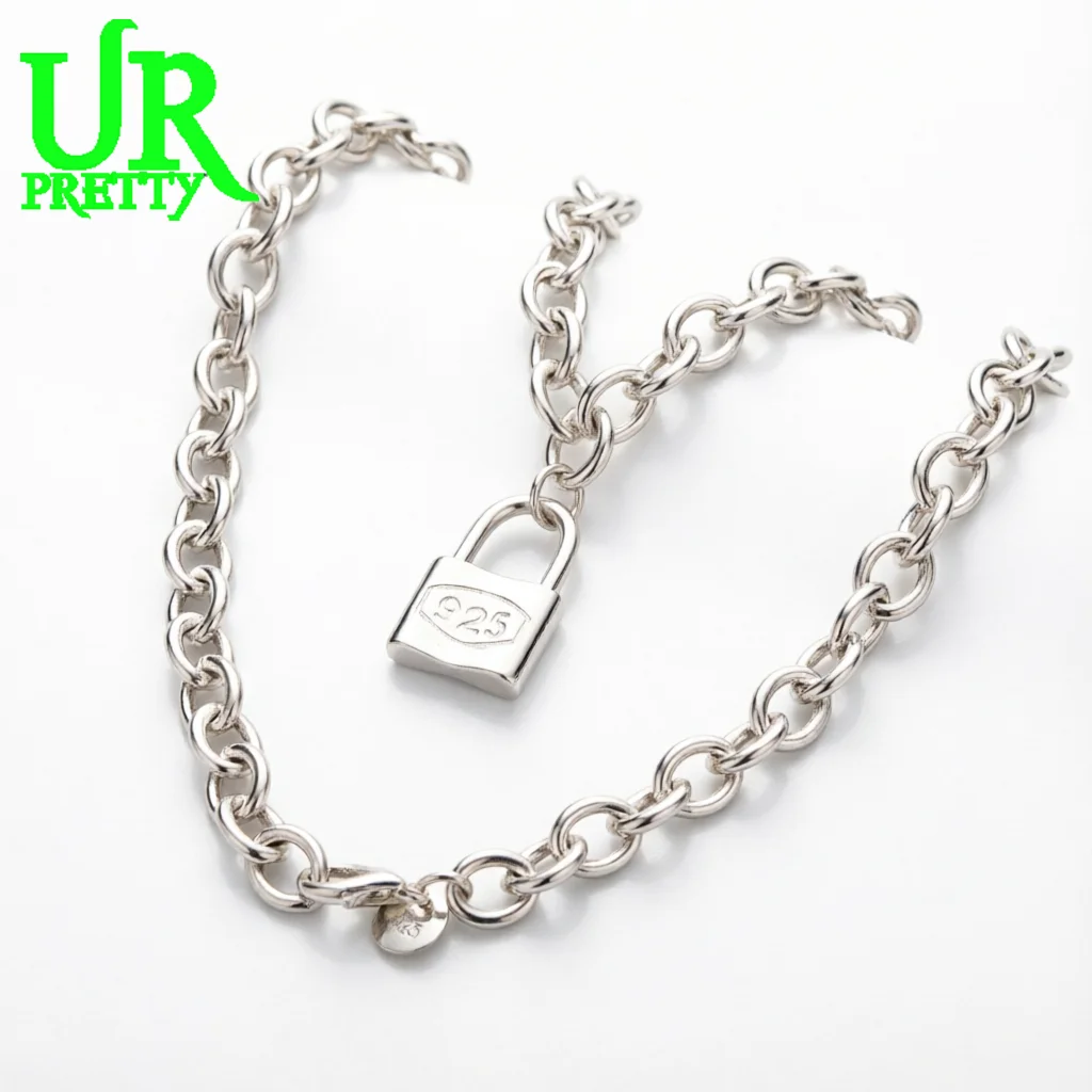 925 Sterling Silver Simple Lock Head Necklace 18 Inches Women's Party Engagement Wedding Fashion Jewelry