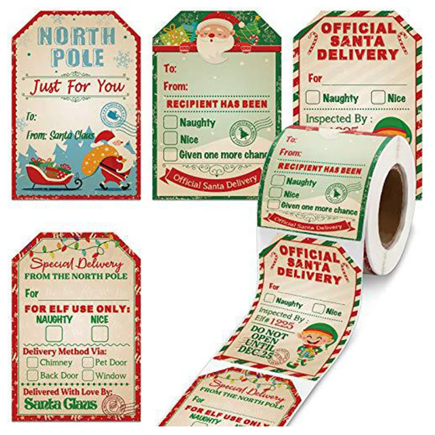 50-200pcs Santa Claus Vintage Labels Stickers Christmas Name Tag for Present Decor  “To From” Sticker With Santa Gift Wrapping